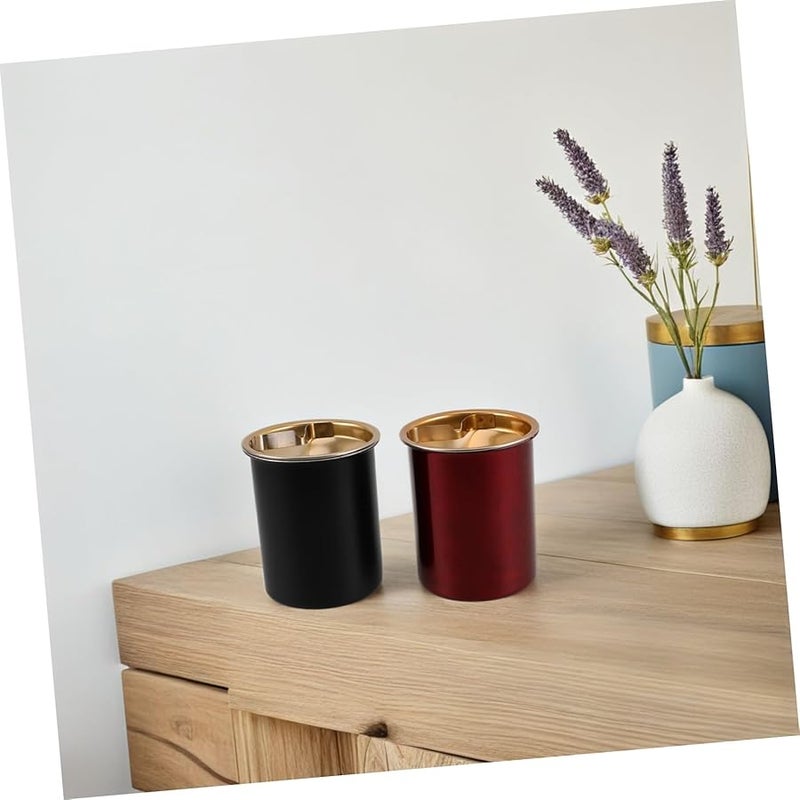 مطفأة سجائر من الفولاذ المقاوم للصدأ مقاومة للرياح مع غطاء للاستخدام في الهواء الطلق والشرفة والمكتب والمنزل وعلى سطح المكتب - Image 5